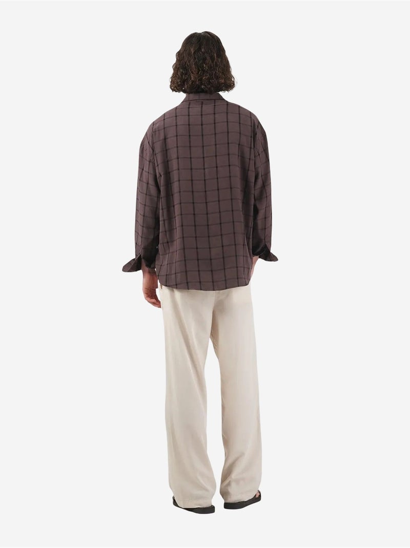 Camisa oversize aos quadrados com botões giesto Castanho-claro - Kiabi