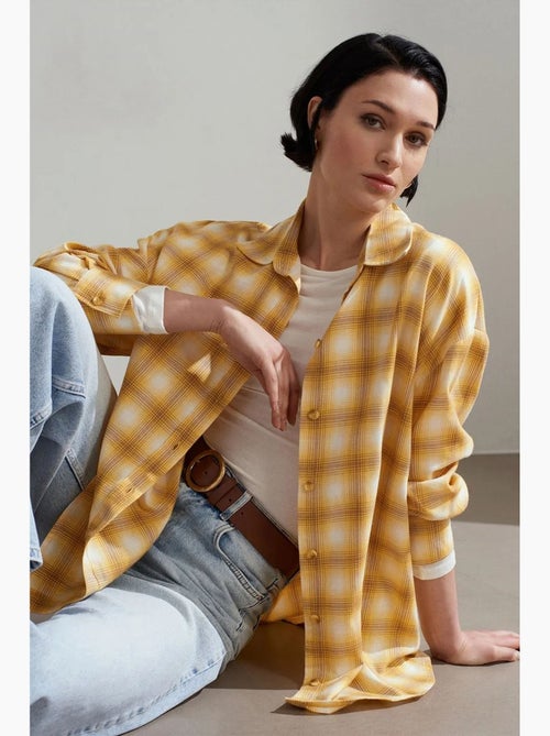 Camisa oversize aos quadrados de manga comprida dilvin - Kiabi
