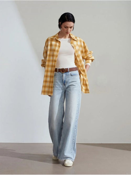 Camisa oversize aos quadrados de manga comprida dilvin - Kiabi