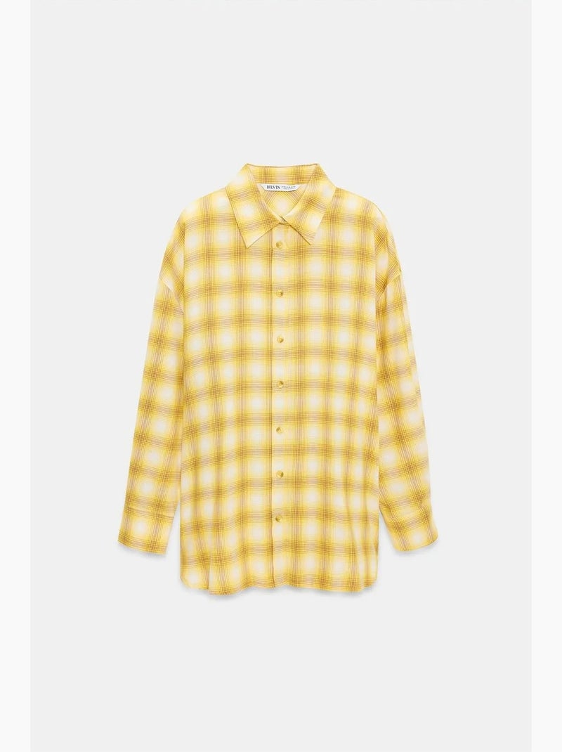Camisa oversize aos quadrados de manga comprida dilvin Amarelo - Kiabi