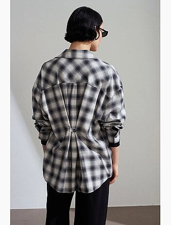 Camisa oversize aos quadrados de manga comprida dilvin