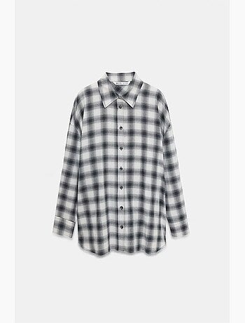 Camisa oversize aos quadrados de manga comprida dilvin