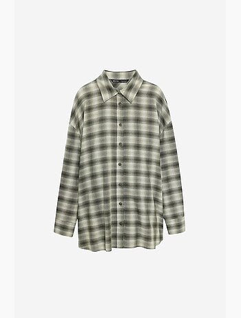 Camisa oversize aos quadrados de manga comprida dilvin