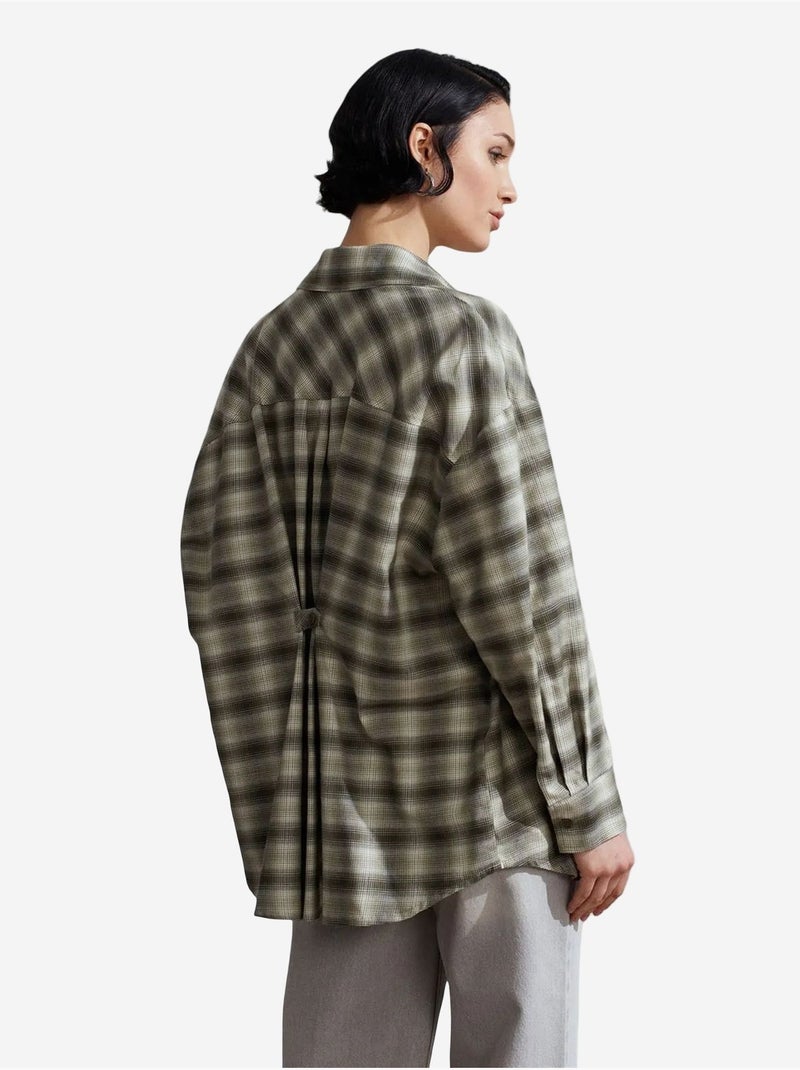 Camisa oversize aos quadrados de manga comprida dilvin Multicolorido - Kiabi
