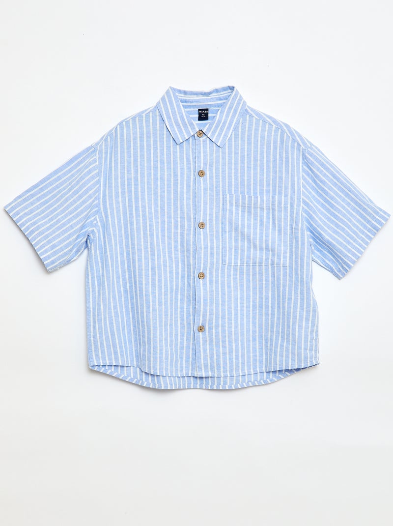 Camisa oversize às riscas Azul - Kiabi