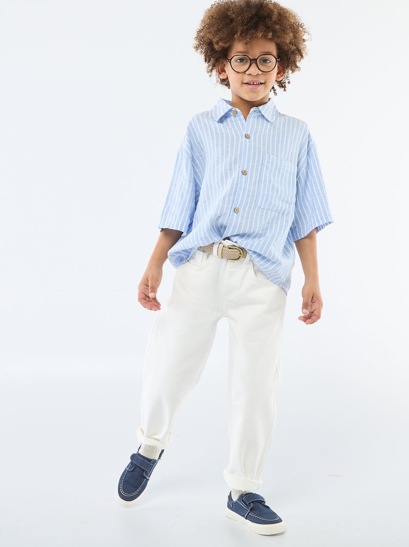 Camisa oversize às riscas Azul - Kiabi