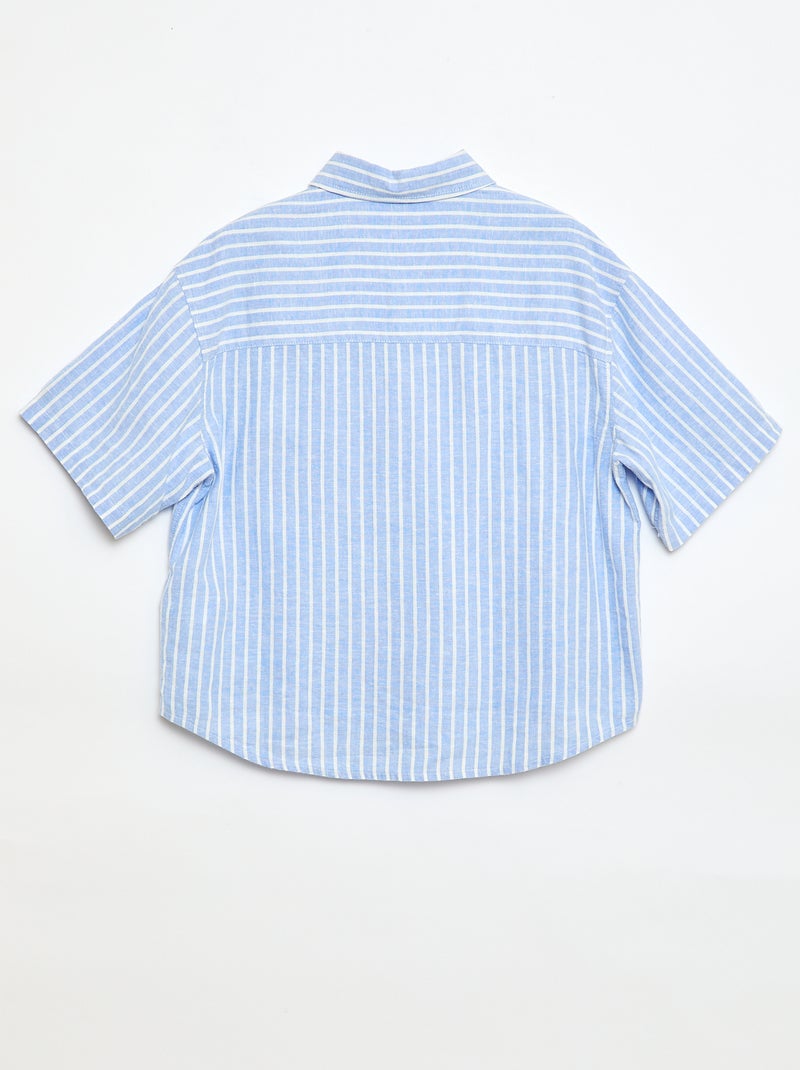 Camisa oversize às riscas Azul - Kiabi