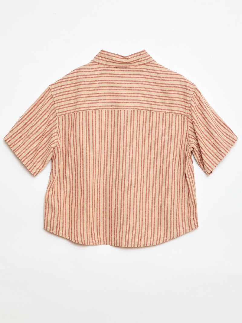 Camisa oversize às riscas Bege - Kiabi