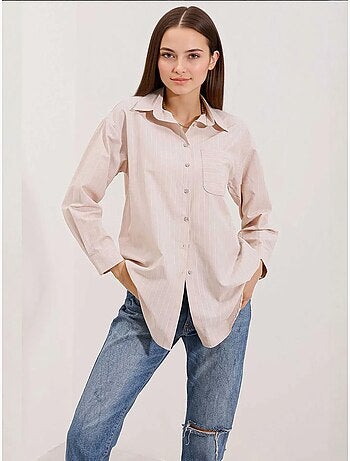 Camisa oversize às riscas com detalhe de bolso bdart