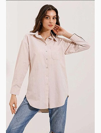 Camisa oversize às riscas com detalhe de bolso bdart