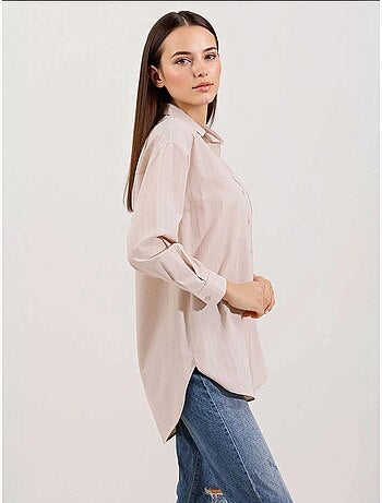 Camisa oversize às riscas com detalhe de bolso bdart
