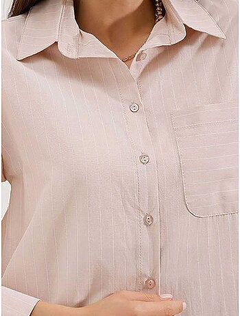 Camisa oversize às riscas com detalhe de bolso bdart