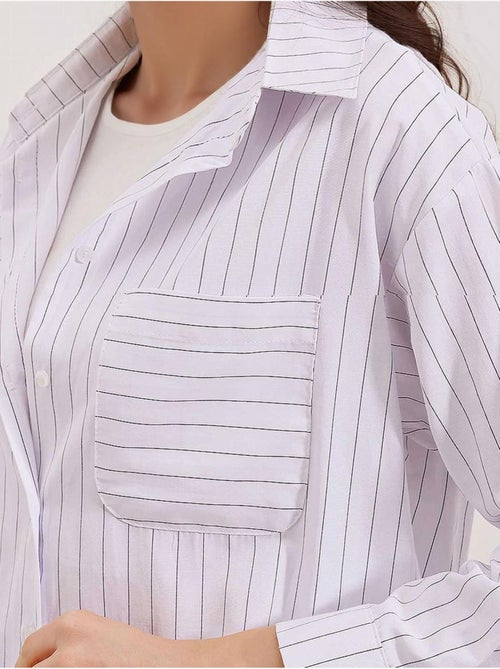 Camisa oversize às riscas com detalhe de bolso bdart - Kiabi Camisa oversize às riscas com detalhe de bolso bdart - Kiabi