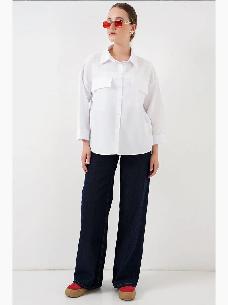 Camisa oversize com detalhe de bolso bdart Branco - Kiabi