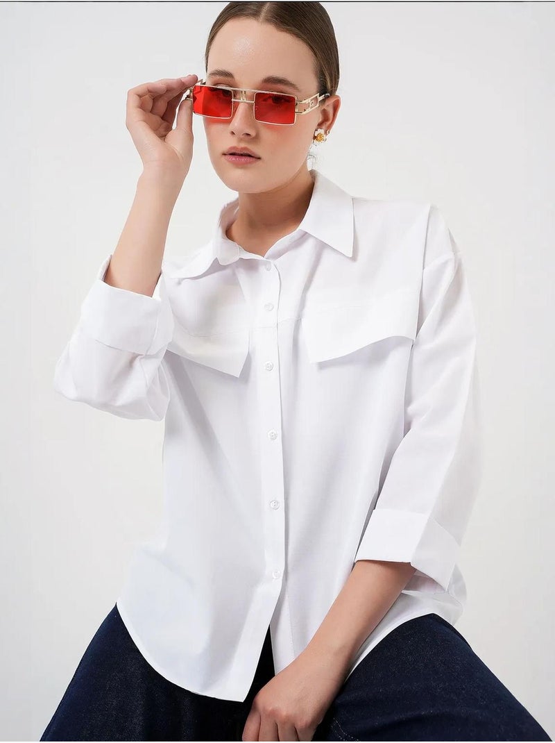 Camisa oversize com detalhe de bolso bdart Branco - Kiabi