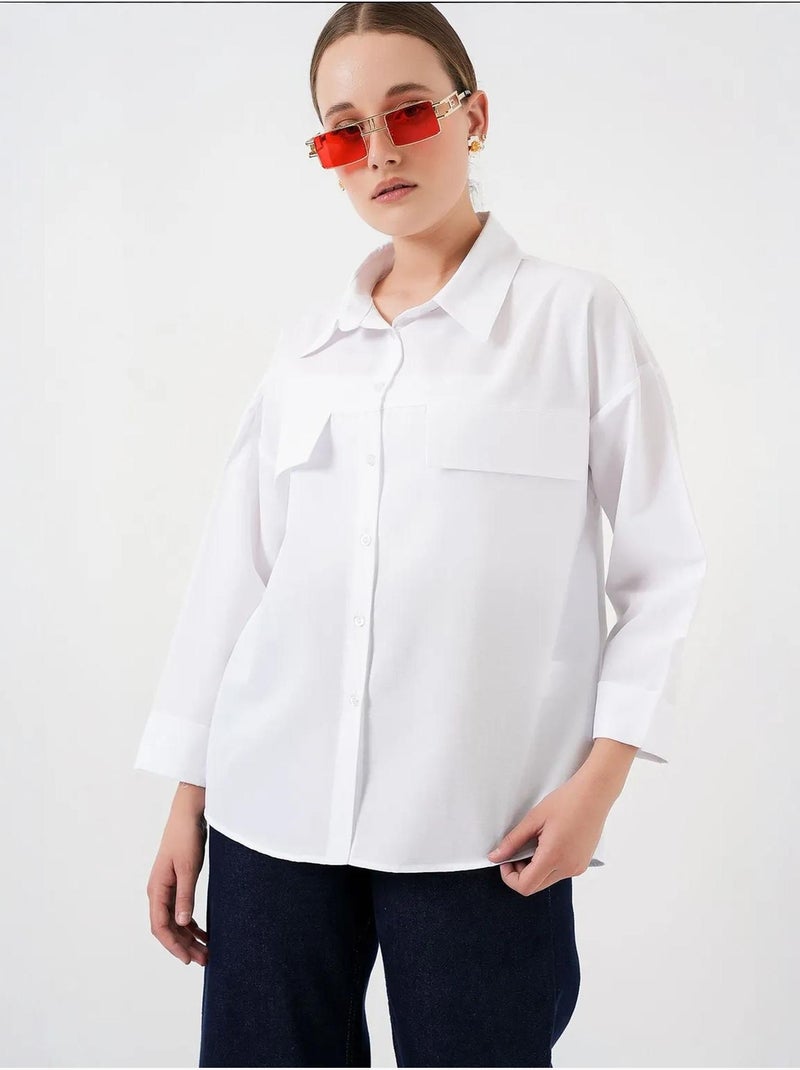 Camisa oversize com detalhe de bolso bdart Branco - Kiabi