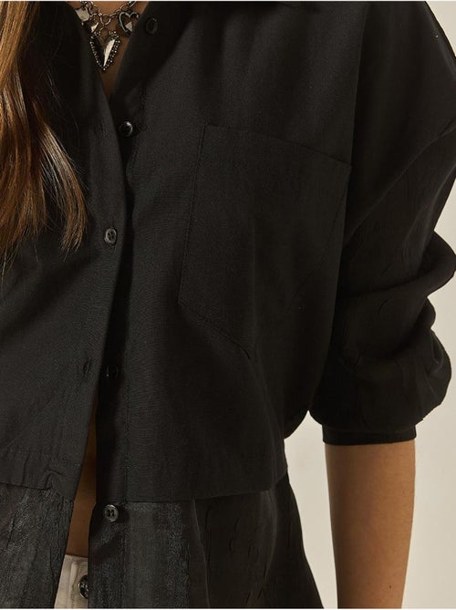 Camisa oversize com detalhes em tule e organza lucci - Kiabi