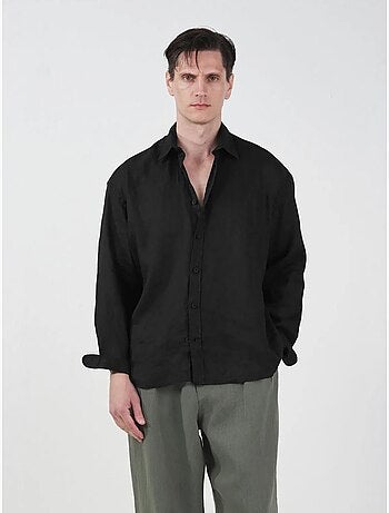 Camisa oversize de linho com botões giesto