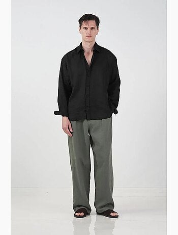 Camisa oversize de linho com botões giesto