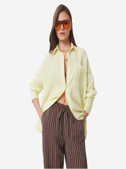 Camisa oversize em algodão texturado com bolso istanbul - Kiabi