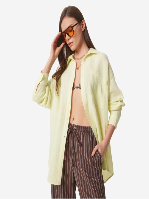 Camisa oversize em algodão texturado com bolso istanbul - Kiabi