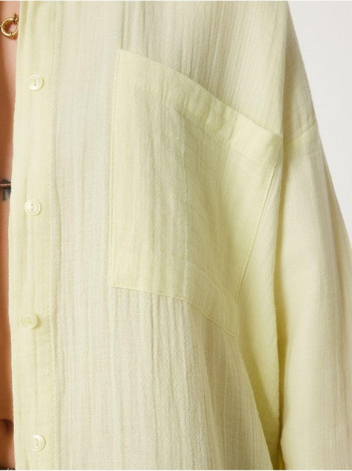 Camisa oversize em algodão texturado com bolso istanbul - Kiabi