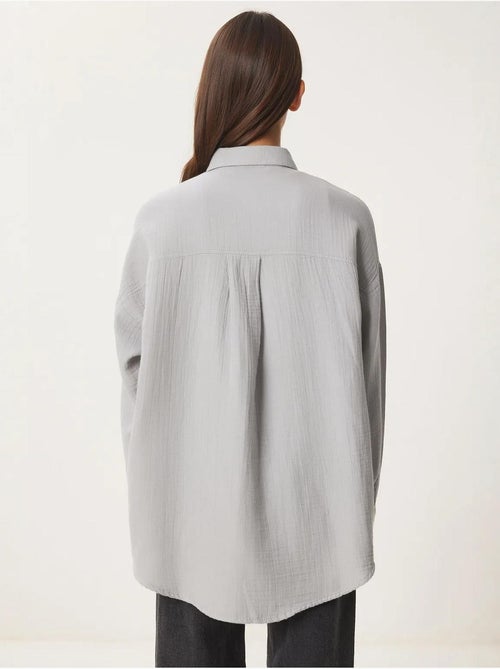 Camisa oversize em algodão texturado com bolso istanbul - Kiabi Camisa oversize em algodão texturado com bolso istanbul - Kiabi