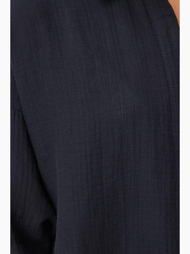Camisa oversize em algodão texturado com bolso istanbul Preto - Kiabi