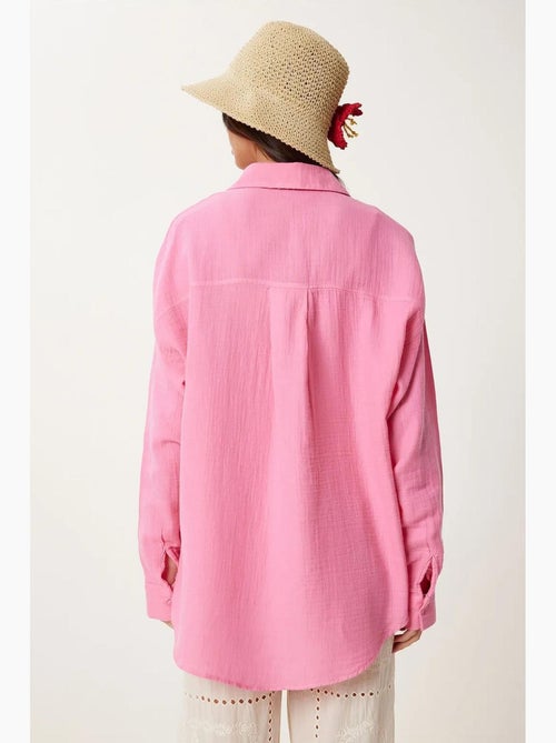 Camisa oversize em algodão texturado com bolso istanbul - Kiabi