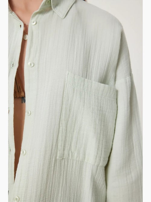 Camisa oversize em algodão texturado com bolso istanbul - Kiabi Camisa oversize em algodão texturado com bolso istanbul - Kiabi