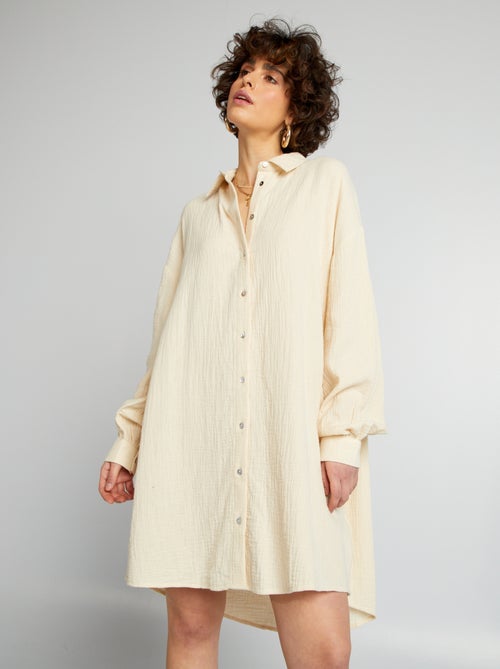 Camisa oversize em gaze de algodão - Kiabi
