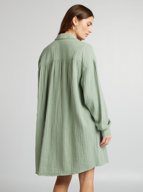 Camisa oversize em gaze de algodão - Kiabi