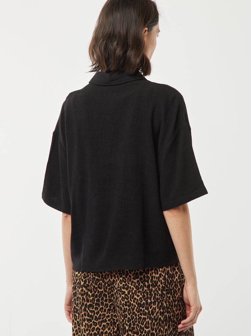 Camisa oversize em linho Preto - Kiabi