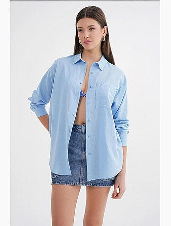 Camisa oversize em mistura de linho mixray