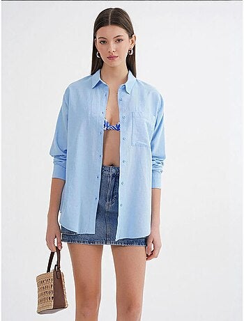 Camisa oversize em mistura de linho mixray