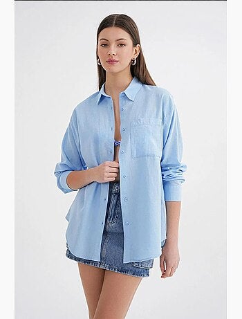 Camisa oversize em mistura de linho mixray