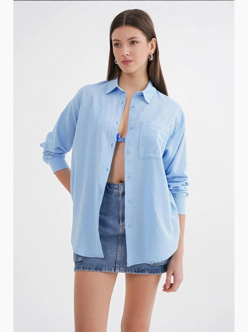 Camisa oversize em mistura de linho mixray - Kiabi Camisa oversize em mistura de linho mixray - Kiabi