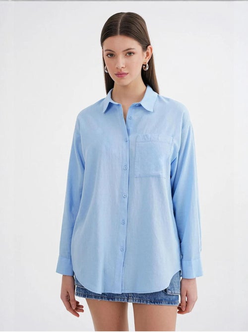 Camisa oversize em mistura de linho mixray - Kiabi Camisa oversize em mistura de linho mixray - Kiabi