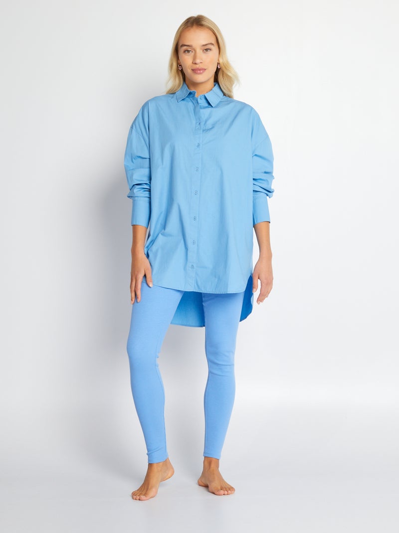 Camisa oversize em popelina Azul - Kiabi