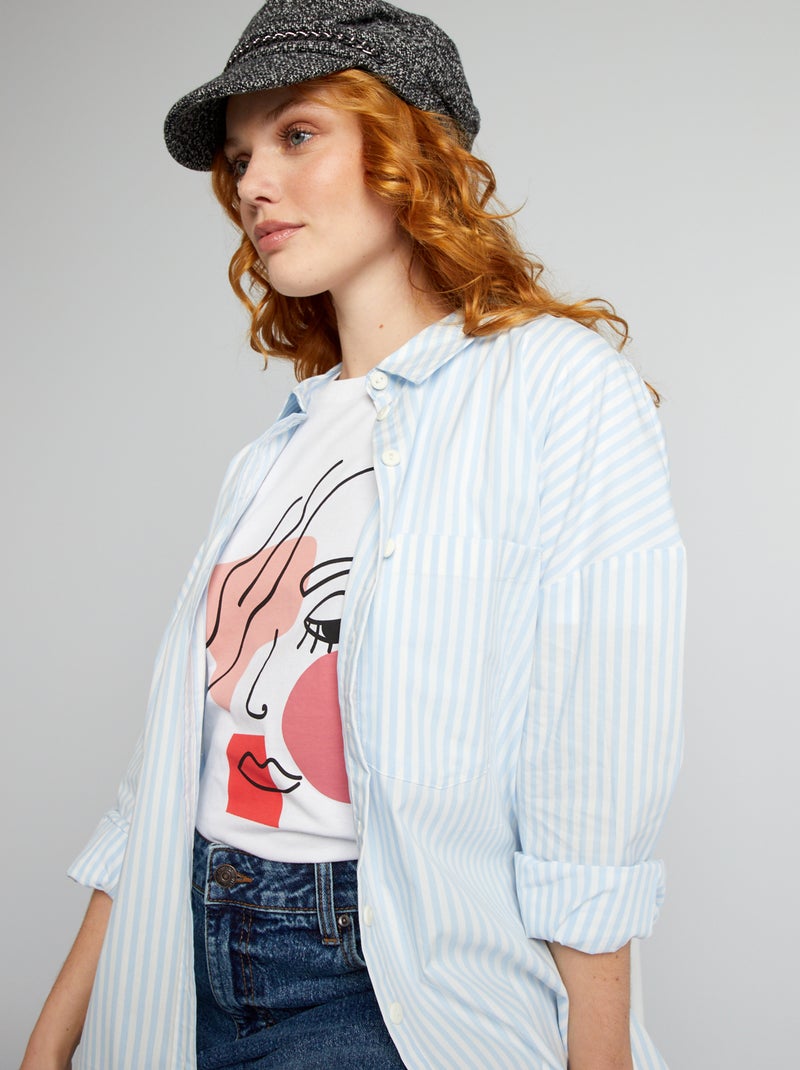 Camisa oversize em popelina AZUL - Kiabi