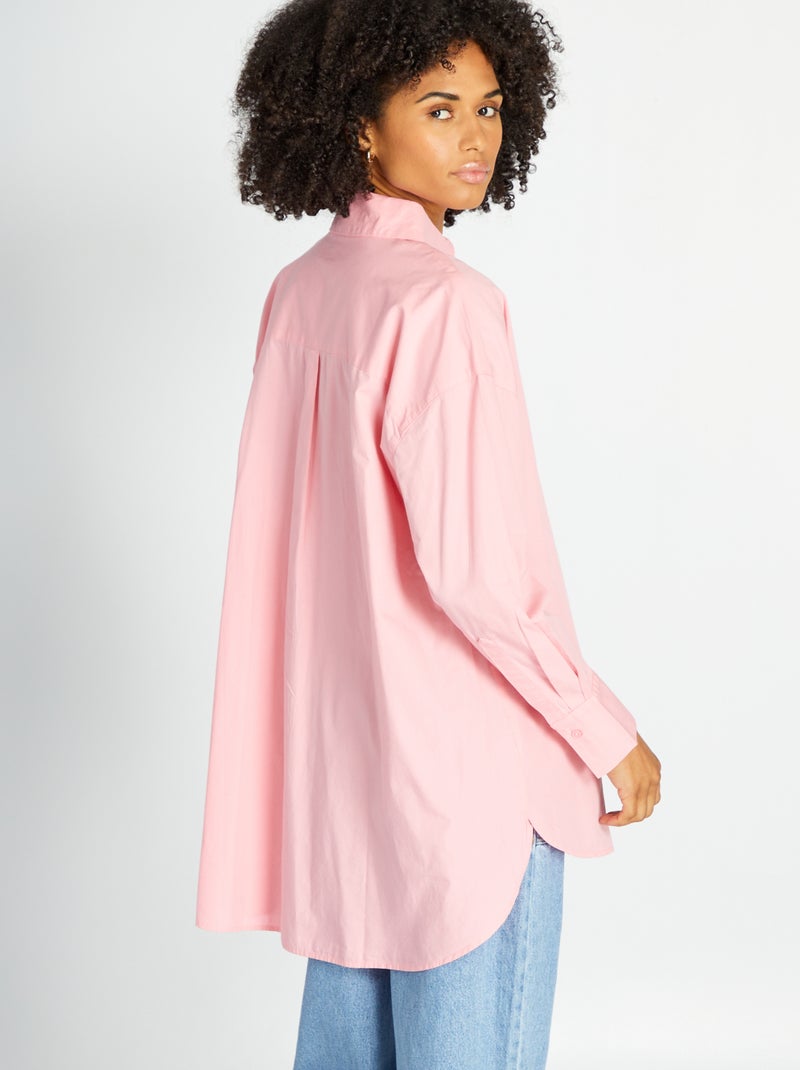 Camisa oversize em popelina Rosa - Kiabi