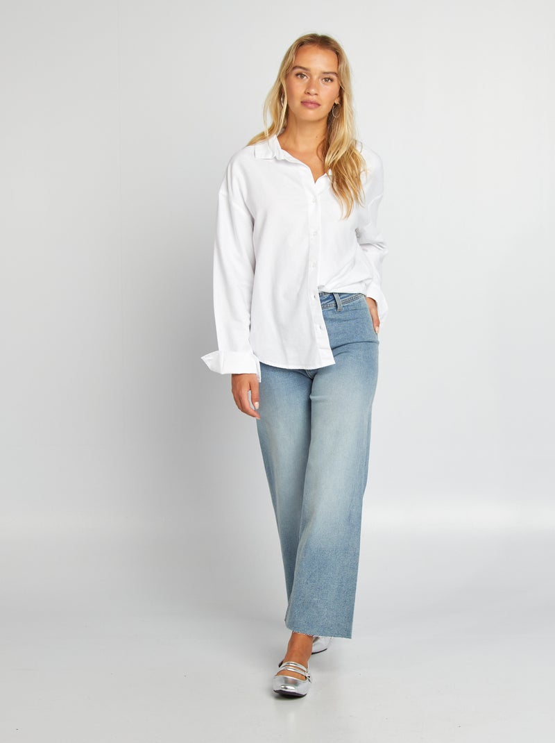 Camisa oversize oxford Branco - Kiabi