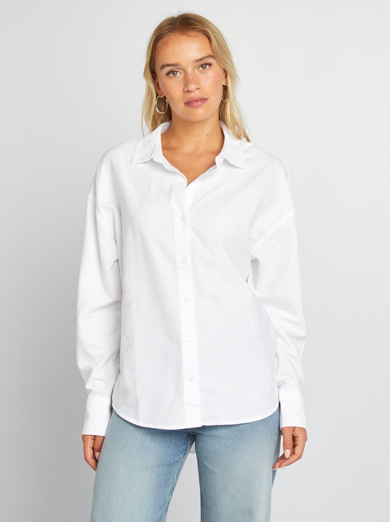Camisa oversize oxford Branco - Kiabi