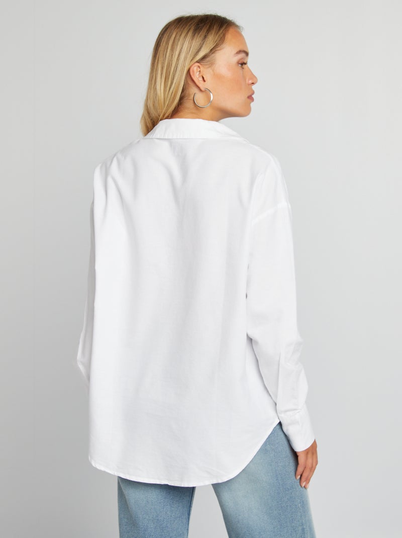 Camisa oversize oxford Branco - Kiabi