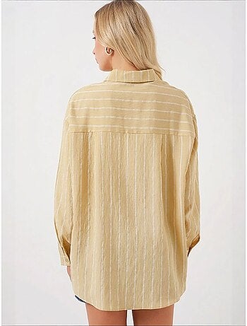 Camisa oversize texturizada às riscas com fecho de botões bdart