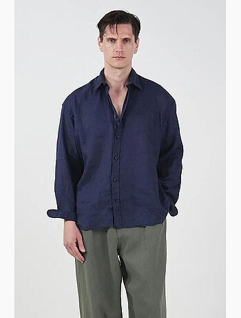 Camisa oversized abotoada com colarinho de camisa giesto