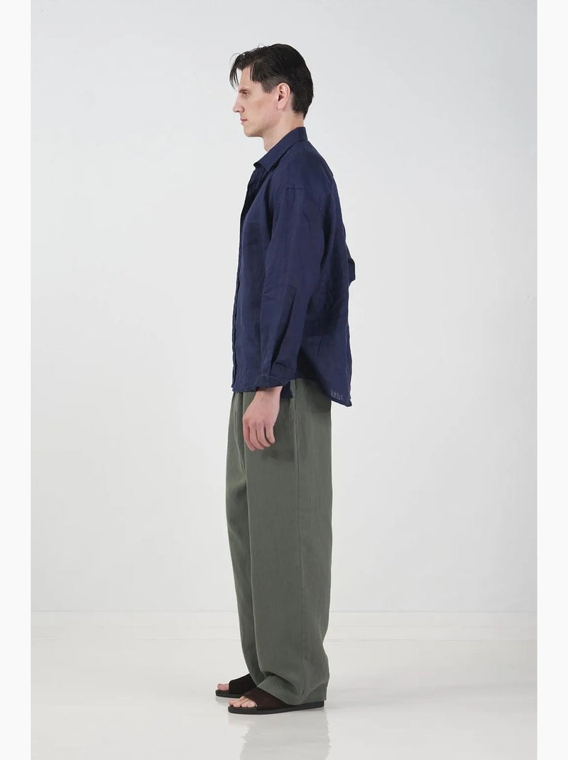 Camisa oversized abotoada com colarinho de camisa giesto Azul-marinho - Kiabi