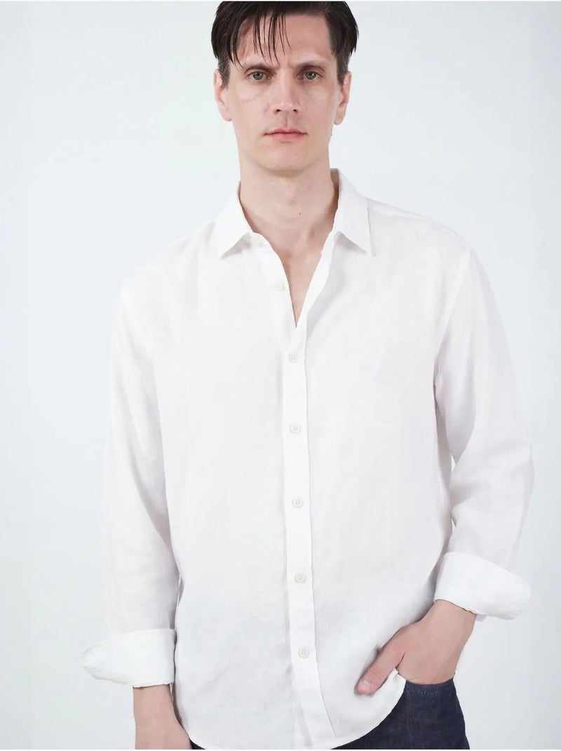Camisa oversized abotoada com colarinho de camisa giesto Branco - Kiabi