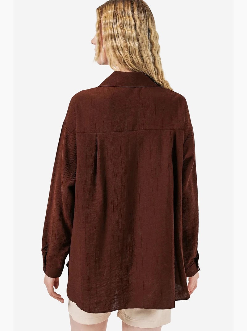 Camisa oversized abotoada de manga comprida bdart Castanho-chocolate - Kiabi