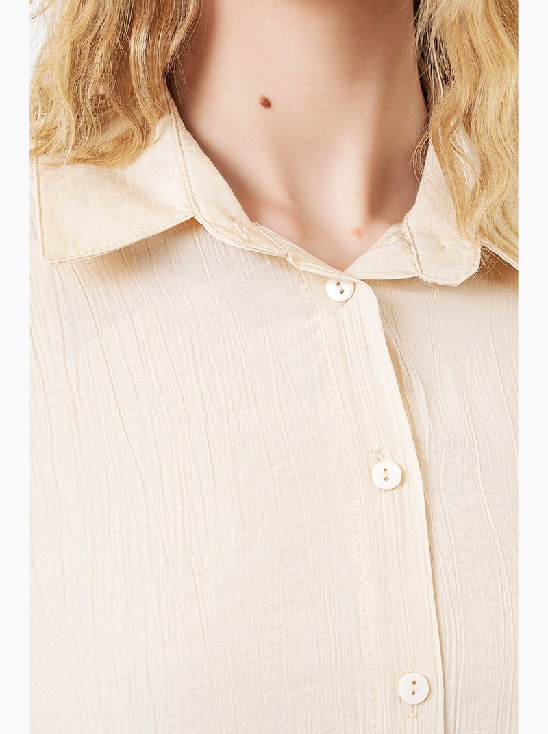 Camisa oversized abotoada de manga comprida bdart Creme - Kiabi